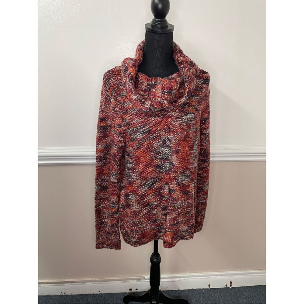 New Directions Multicolored Cowl Neck Sweater Size Large